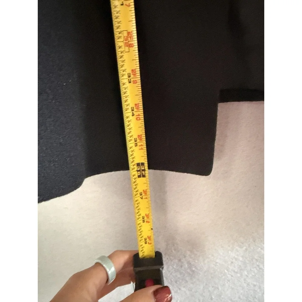 Anne Klein Coat Womens 16 Black Wool Single Breasted Collared Mid Length Lined